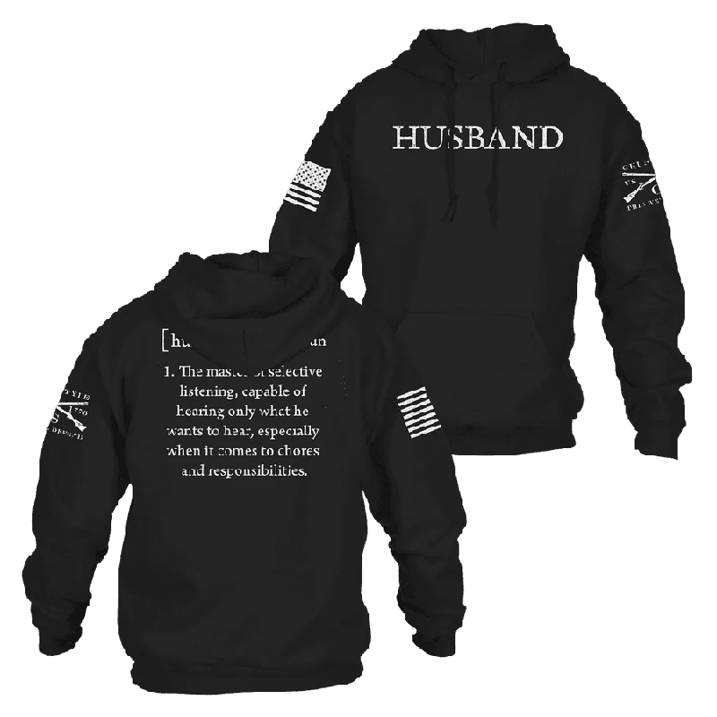 Plus - size men hoodie with a roomy fit for comfort Husband Defined Hoodie - Black