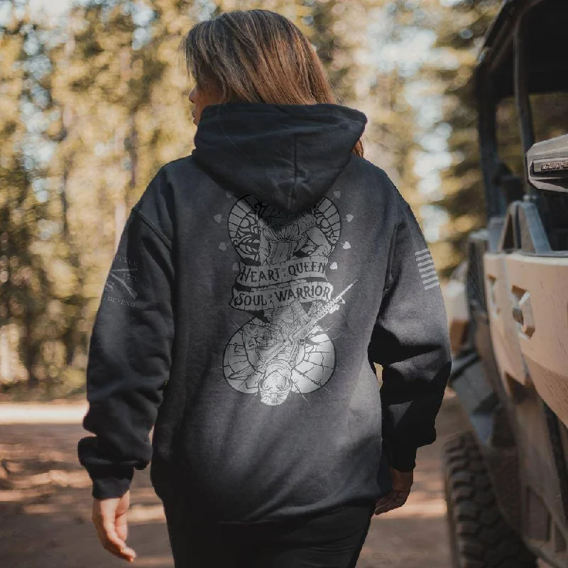 Men hoodie with a drawstring hood and adjustable hem Women's Heart and Soul of a Warrior Hoodie - Black Men hoodie with a drawstring hood and adjustable hem Women's Heart and Soul of a Warrior Hoodie - Black