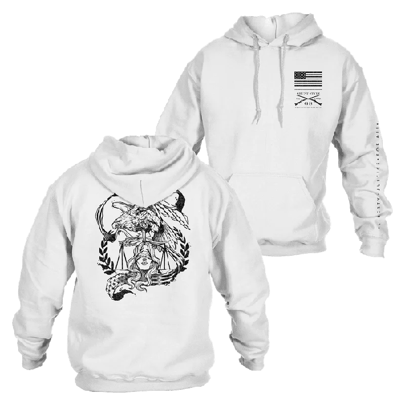 Lightweight men hoodie with mesh panels for breathability Liberty & Justice Hoodie - White