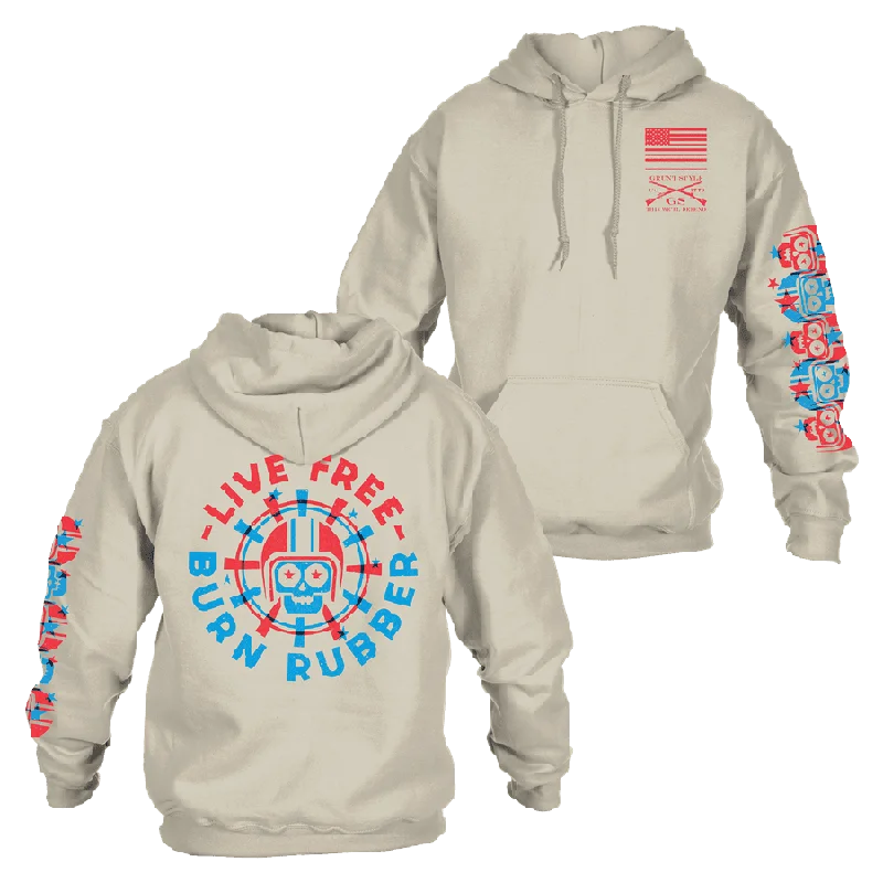 Men hoodie with a kangaroo pocket and ribbed cuffs Burn Rubber Hoodie - Sand