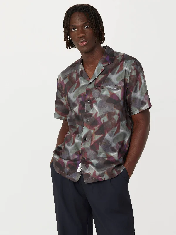 The Abstract Camp Collar Shirt in Dark Grey