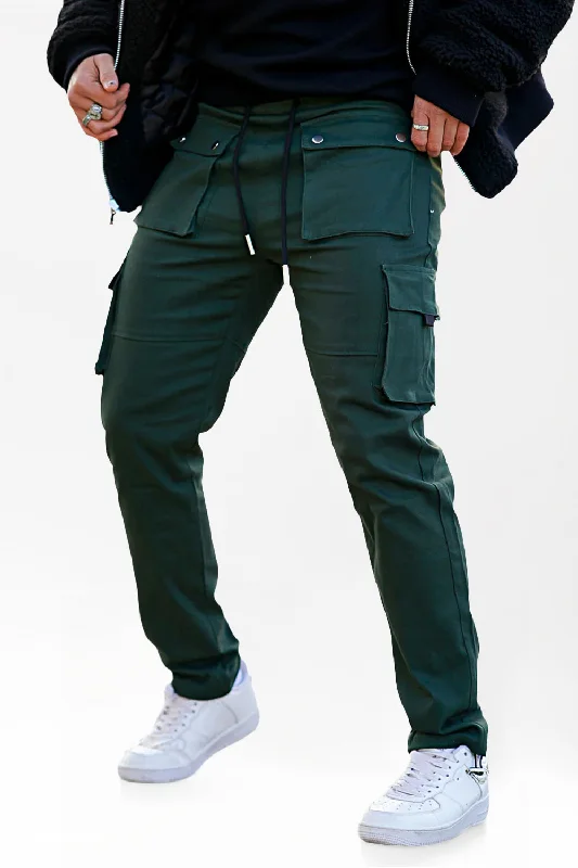 Men's Green Cargo Pant - Slim Fit